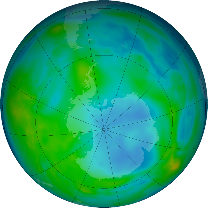Antarctic ozone map for 20 May 2014